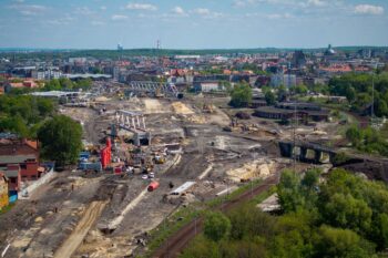 Budowa wiaduktów kolejowych w centrum Katowic