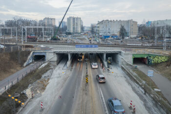 Przebudowywany wiadukt kolejowy na ul. Piłsudskiego w Sosnowcu