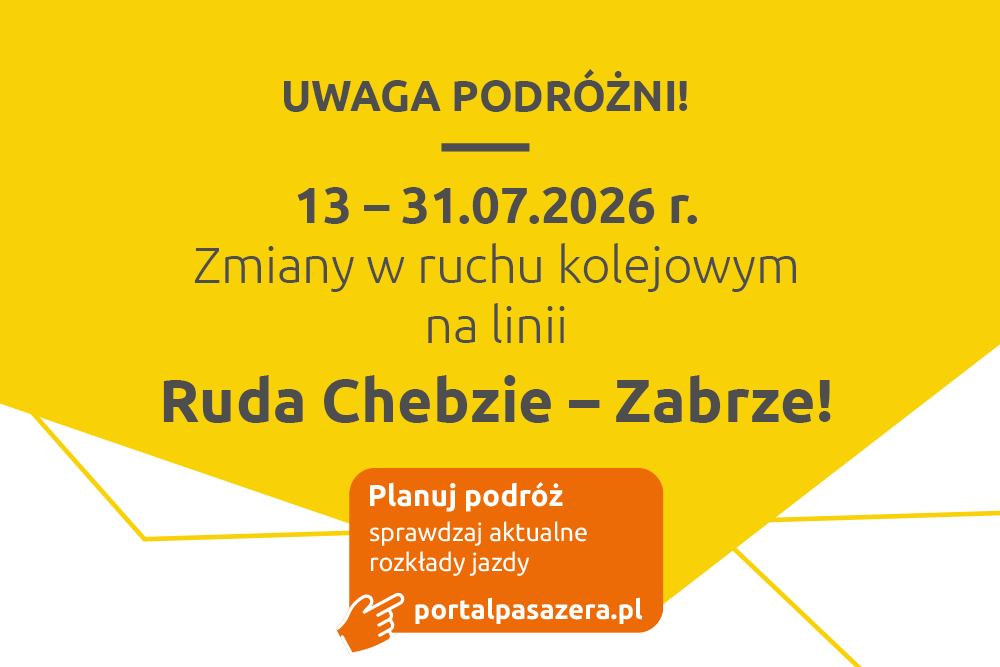 Zmiany w kursowaniu pociągów między Rudą Chebziem a Zabrzem